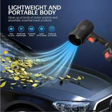 黑色电动吹叶机，迷你喷气风扇，手持式吹叶机，强劲涡轮喷气式吹叶机，适用于草坪、车库、庭院、汽车、家庭、花园，可吹水、吹风、吹尘、吹雪，便携式紧凑型吹叶机。操作简便，日常必备。 - 彩色 - 查看 6