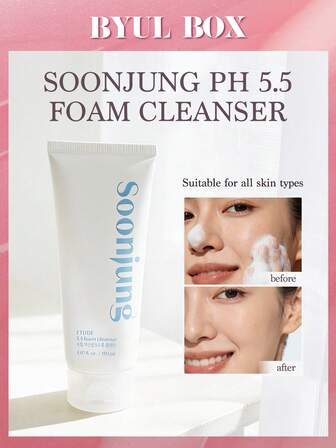  Nettoyant moussant ETUDE SoonJung 5.5, Nettoyant visage pour peau sensible, Mousse douce, Nettoyage hypoallergénique, Nettoyage en profondeur doux, pH bas, Panthénol, Madécassoside, Soins de la peau coréens, Beauté (150 ml)