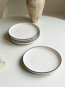 2pcs 7.5-Inch Ceramic Round Patterned Plates, Minimalist Large Dinner Plates, Salad Plates And Steak Plates Tableware Set, Dessert Plates, For Home Kitchen, Dining Room, Parties, Oven And Microwave - Multicolor - View 12
