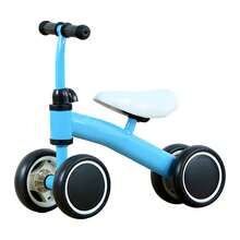 Bicicleta de equilibrio infantil 4 ruedas correpasillos para bebé 1-3 años triciclo para interior y exterior, asiento y manillar ajustables, ruedas silenciosas antideslizantes, regalo para niña y niño - Azul - Ver 2