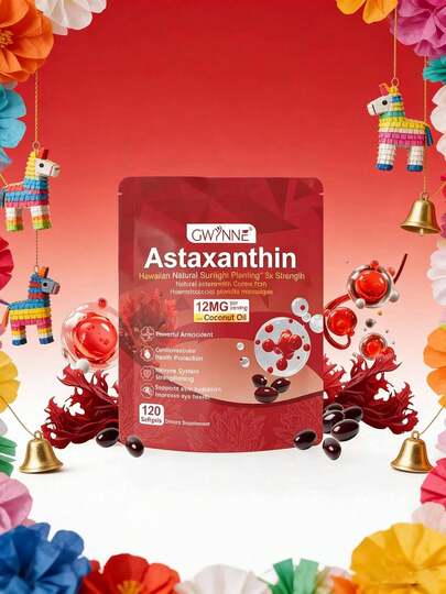  Gwynne Astaxantina 12 Mg,astaxantina Antioxidant From Fresh Haematococcus Pluvialis,apoya La Salud Ocular, Articular Y Cutánea,120 Cápsulas