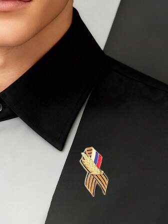 1pc - Minimalist Creative Bow Brooch - Wheat Stripe - Shaped Brooch - Clothing Accessory - Engraved Metal Badge