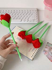 1 PC Girl Simulation Rose Ballpoint Pen Flower Stationery Student Cartoon Pen Valentine'S Day Flower Pen Bouquet Gift Pen - Multicolor - View 3