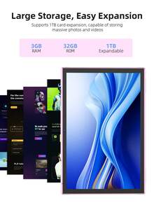 Coopers Android 15 Tablet, 10.1 Inch WIFI Tablet PC, 3GB RAM, 32GB ROM, Support 1TB Expandable, Quad-Core, 2.4G+5G WiFi, Dual Band WiFi6, HD IPS Screen, 2MP + 5MP Dual Camera, 1280 * 800 IPS HD Touch Screen, 6000mAh Battery, Support Widevine L1(No Adapter) ﻿ - Pink - View 4