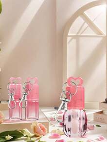 1pc Gradient Pink Heart-Shaped Hollow Lip Gloss Stick - Refillable Transparent Plastic Container With Built-In Brush, Mini DIY Cosmetic Sample Bottle, Suitable For Homemade Lip Gloss, Skincare Crafts, Lip Gloss Making Materials, Fun Design, Transparent Material, Suitable For Beauty Products, Portable And Suitable For Packaging Beauty Products, Can Be Used As Lip Gloss And Travel Lip Gloss. - Multicolor - View 4