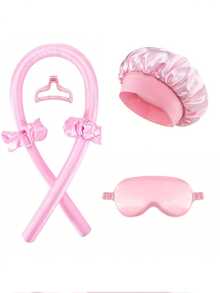 6 piezas de varillas para rizar el cabello sin calentamiento, herramienta de rizado de cabello fresco y suave, gorro de baño y máscara para los ojos - Multicolor - Ver 1