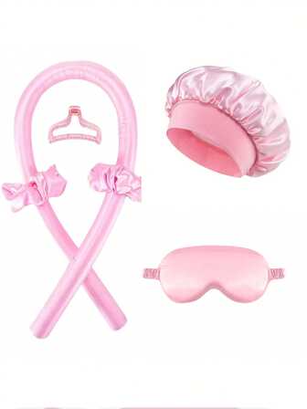 6 Pieces Non-Heated Hair Curling Rods, Lazy Cool And Smooth Hair Curling Tool, Bath Cap And Eye Mask