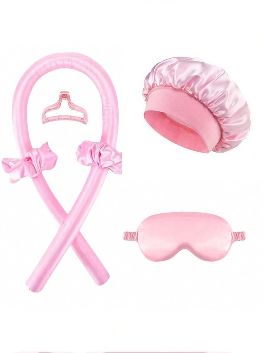 6 piezas de varillas para rizar el cabello sin calentamiento, herramienta de rizado de cabello fresco y suave, gorro de baño y máscara para los ojos - Multicolor - Ver 1