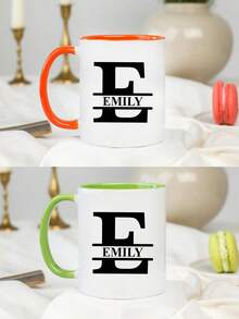 1Pc Letter A-Z Personalized Custom Letter Name Coffee Mug - Design Custom Cup, Ceramic Cup, Novelty Mug, White Tea Cup, Summer And Winter Drinkware, Birthday Gift, Family Party Gift, Holiday Gift Anti-Mold, Reusable Exquisite, Adorable, Modern, Contracted Custom, Personalized, Unique Ideal Gifts Him Her Anniversaries Valentine's Day Mother's Day Birthdays Children's Day,Home & Living,Haunt Your Home,Souvenirs - Multicolor - View 5