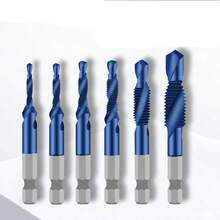1/6pcs Hexagonal Shank Drill & Tap Combo High Speed Steel Hexagonal Shank Machining Hole Opener, Tapping, Deburring, Composite Tap