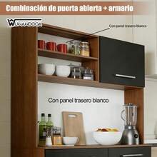 Muebles de Cocina Grandes, Muebles de Cocina Modernos de Estilo Minimalista, Aparador para Sala/Comedor, Ideales para Sala, Cocina y Comedor, Ahorran Espacio - Negro - Ver 5