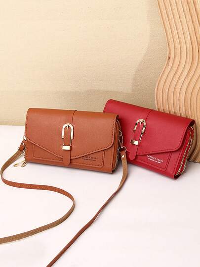 1pc Crossbody Mobile Phone Bag Women's Bag Hijab Fashion Shoulder Bag Women's Long Double-Layer Zipper Wallet Long Clutch Bag Large Capacity Simple Wallet Wallet Multi-Functional Multi-Card Slot Card Holder Mobile Phone Bag