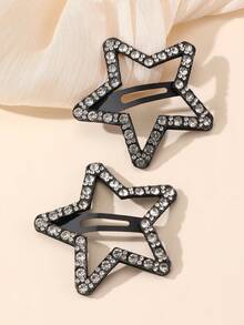 2个女士时尚优雅水钻星星、爱心、云朵几何发夹，适合日常、节日、派对等场合。 - 彩色 - 查看 11