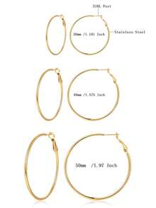 14K镀金圈形耳环，低过敏性，轻盈垂坠耳环 - 金色 - 查看 7