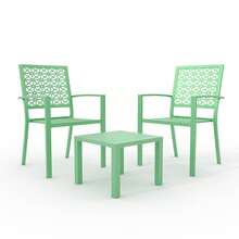 Verde Claro Juego de 3 Piezas para Bistro con Mesa de Café, para Patio y Balcón - Verde - Ver 8