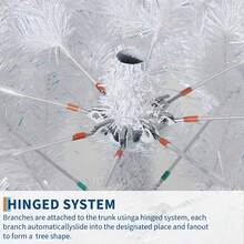 Árbol de Navidad artificial blanco preiluminado de 6 FT con luces LED blancas cálidas y soporte de metal, pino artificial para decoración navideña para el hogar, la oficina y fiestas. - Blanco - Ver 4