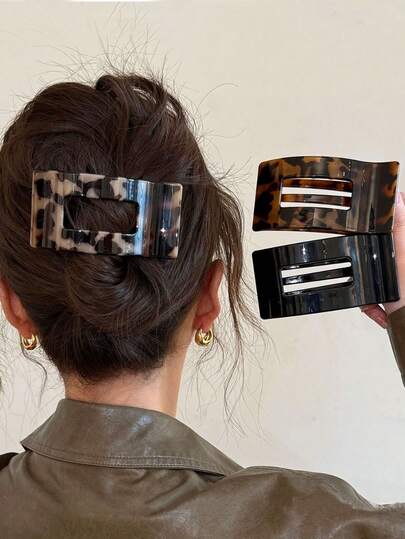 Pinza cuadrada plana con agarre para mujeres, pasador antideslizante, elegante y sencillo, pinza para el cabello de caimán grande, pinza para el cabello en la parte posterior de la cabeza, pinza para el cabello, diadema, elegantes accesorios para el cabello, elegante pinza de pelo, pinza de invierno para el cabello