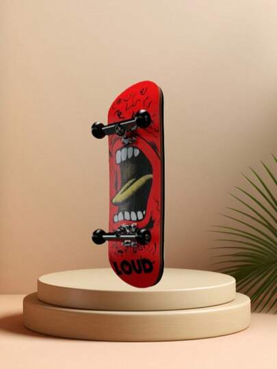 9.5cm Mini Portable Skateboard, Random Pattern Design On Bottom, 1.8cm Thin Board Surface Replicates Real Skateboard Texture