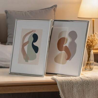 北欧极简窄边奢华镀银金属玻璃相框架，适用于6英寸、7英寸、8英寸、10英寸艺术照片、个人照片、家庭照片装裱装饰、公司活动礼品、纪念纪念品