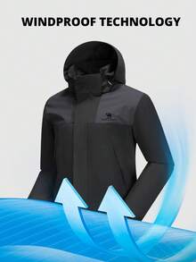 CAMEL CROWN Áo khoác chống thấm nước cho nam Áo mưa Áo gió có mũ trùm đầu cho hoạt động leo núi ngoài trời Du lịch - màu đen - Xem 2
