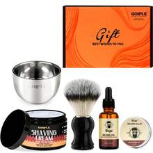 Goiple 160克男士专业剃须膏，柔滑剃须皂，保湿软化剃须啫喱，保持肌肤清新洁净，滋养干燥肌肤，泡沫丰富，缓解剃须压力，温和剃须膏，剃须套装，剃须刷，胡须油，胡须膏，情人节、男友、父亲、丈夫、成年人、生日礼物的完美之选，1/2/3/5件套（5.64盎司）