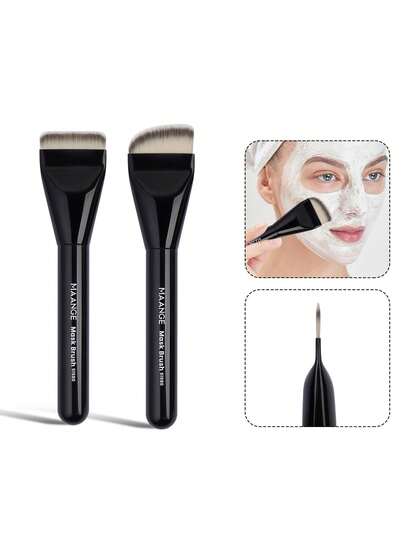 MAANGE 2件套专业化妆刷套装，耐用旅行化妆刷，包含粉底刷、面部刷、遮瑕刷、散粉刷和细节刷，适用于日常面部妆容，可晕染液体、膏状或粉状化妆品，打造完美妆容。送给女性和女孩的礼物。