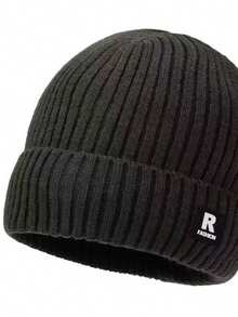 1顶男女通用雪花贴片纯色针织帽，男女皆宜，冬季保暖加厚内里，柔软舒适，简约时尚，适合寒冷天气。 - A - 查看 14