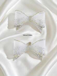 2个蝴蝶结鞋夹，多色水钻装饰，可拆卸时尚配饰，适用于平底鞋和高跟鞋，DIY派对鞋