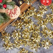 100pcs Mixed Mini Christmas Bows - 1 Inch Self-Adhesive Gift Ribbon, Suitable For Holidays, Parties, Weddings And More - Durable Plastic Star Bows For Holiday Decorations - Multicolor - View 4