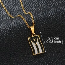 1件波多黎各国旗青蛙面具吊坠项链，女士款，红黑国旗图案，不锈钢材质 - 彩色 - 查看 18