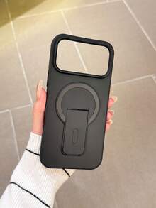 奢华哑光黑磁吸无线充电手机壳，带支架，兼容 17/16/15/14/13/12/11 Pro Max Plus，金属摄像头环，防震软边框硬质后盖