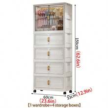 1pc Foldable Portable Wardrobe Organizer Rack, Independent Plastic Wardrobe Storage Box, Clothing Cabinet Divider Storage Box, Foldable Portable Design, Bedroom Storage Rack, No Gold Pipe, Vertical Shelf, Decorative Furniture Storage Cabinet - Color Mixing - View 17