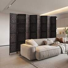 Room Divider 8 Panel Folding Wooden Privacy Screens Tall Fabric Divider For Room Separation 1.7Mx3.2M Partition Room Dividers Freestanding For Living Room Bedroom Office Brown - Brown - View 2