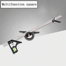 1 Set Multi-Purpose Leveling Tool - 300mm Stainless Steel T-Square & Protractor, Precision Measuring For Carpentry/Drafting/DIY - Type T Ruler Set - View 2