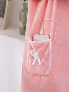 女士珊瑚绒浴袍 - 加厚可穿戴蝴蝶结口袋吊带浴袍，配头带 | 女士长款毛绒和服浴袍，适合水疗、沐浴后、居家休闲 | 斋月礼物、情人节礼物、新娘送礼会、婚礼派对、圣诞节和新年睡衣 | 舒适浴袍套装，适合女士、女孩、妻子、伴娘 | 居家休闲服、酒店水疗服、浴室必备品、奢华礼品之选 - 彩色 - 查看 5