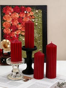 Soy Wax For Making Aromatherapy Candles, Including Sandalwood Scented Shaped Candles, Ramadan Decorative Cylindrical Long Candles, Valentine's Day Home Decoration Candle Set, Multiple Wine Red Candle Sets, Party Candle Center Decoration, Christmas Slim Candles Suitable For Giving Gifts To Women, Close Friends, And Winter Gifts