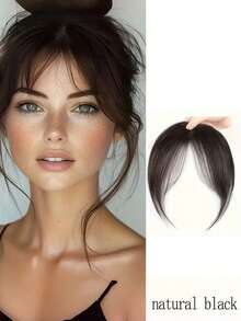 1件装合成假发，中分刘海，夹式前额自然无缝法式斜刘海，八字刘海，适合日常佩戴，配有发夹、发卡、发卡、发饰等，女士发饰。 - 彩色 - 查看 10