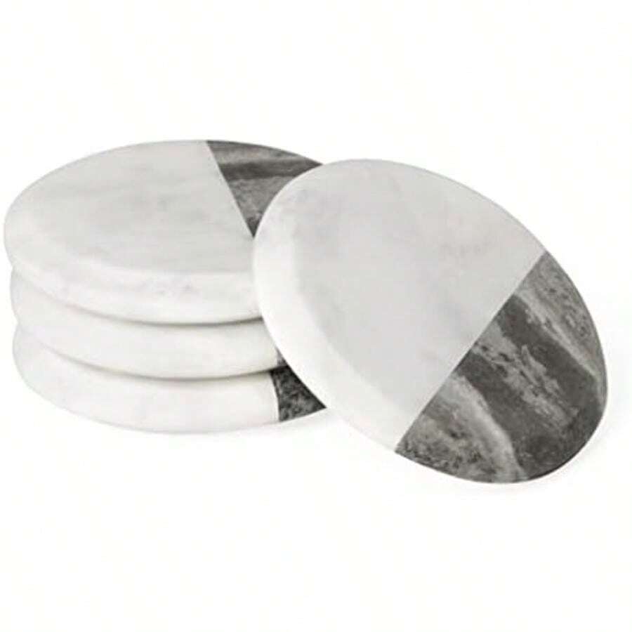 Torre & Tagus Posavasos de Dos Tonos, Color Blanco(Round) - Multicolor - Ver 1