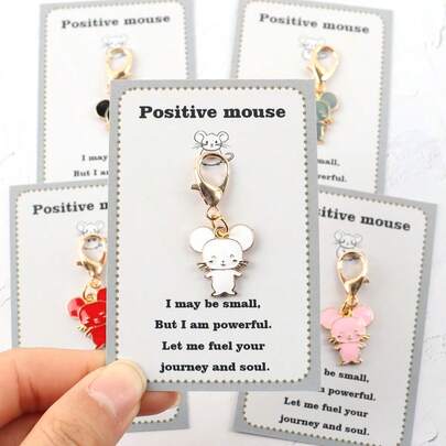 Móc khóa hình chuột dễ thương mang thông điệp tích cực - Món quà nhỏ xinh xắn, hỗ trợ tinh thần lạc quan hoàn hảo dành cho người yêu động vật và những người thân yêu nhất | Mặt dây chuyền đáng yêu, quà tặng thể hiện tình yêu thương và sự quan tâm, lựa chọn lý tưởng cho mùa tốt nghiệp, sinh nhật, đám cưới, Ngày Valentine, Ngày của Mẹ và Ngày của Cha.