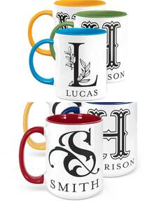 1Pc Letter A-Z Personalized Custom Letter Name Coffee Mug - Design Custom Cup, Ceramic Cup, Novelty Mug, White Tea Cup, Summer And Winter Drinkware, Birthday Gift, Family Party Gift, Holiday Gift Anti-Mold, Reusable Exquisite, Adorable, Modern, Contracted Custom, Personalized, Unique Ideal Gifts Him Her Anniversaries Valentine's Day Mother's Day Birthdays Children's Day,Home & Living,Haunt Your Home,Souvenirs - Multicolor - View 4