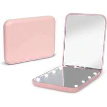 Kintion - Pocket Mirror LED Mirror With 1X/3X Magnification Compact Mirror With Light Handheld Folding Pocket Mirror Compact Mirror With Light For Gift Pink Color. - Rosa/Rebel Fun. - View 3