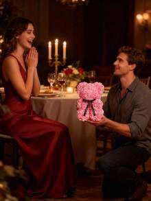 浪漫玫瑰熊礼物,人造永生玫瑰泰迪熊礼物,营造浪漫氛围,是情人节、周年纪念日和婚礼的理想礼物,家居装饰,情人节礼物,各种颜色和款式的泰迪熊,送给长辈的礼物,母亲节礼物,适合送给爱人、伴侣、朋友和家人。 - 彩色 - 查看 5