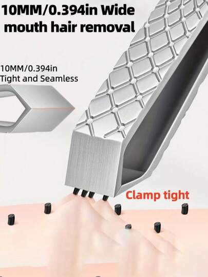 10mm Wide Stainless Steel Epilator And Hair Removal Device - Ergonomic Handle, Large Opening Suitable For Men And Women, Multi-Functional For Face And Body (Bikini Line, Eyebrows, Mustache, Chin, Upper Lip) - Durable And Hygienic Design, Suitable For White Hair And Facial Hair, Versatile Beauty Tool With High-Precision Tweezing Mechanism