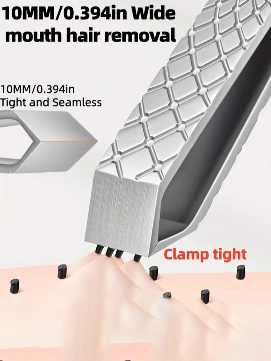 10mm Wide Stainless Steel Epilator And Hair Removal Device - Ergonomic Handle, Large Opening Suitable For Men And Women, Multi-Functional For Face And Body (Bikini Line, Eyebrows, Mustache, Chin, Upper Lip) - Durable And Hygienic Design, Suitable For White Hair And Facial Hair, Versatile Beauty Tool With High-Precision Tweezing Mechanism - Silver - View 1