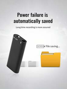 Rechargeable High-Definition Noise Cancelling Voice Recorder, One-Key Recording, Meeting Notes & Learning Recorder, MP3 Player, Built-In 90mAh Battery, Long Lasting, 8GB Storage, USB Drive Function, Auto Save On Power Off - Black - View 7