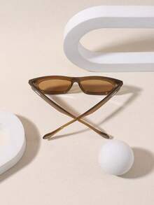 1 PC Women's Vintage Cat Eye Frame,Solid Color Frames Sun Protection Polycarbonate Fashion Glasses For Outdoor - Multicolor - View 6