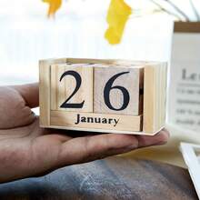 1pc Lịch gỗ để bàn sáng tạo trang trí, phòng khách, văn phòng, cửa hàng, quầy bar trang trí, lịch gỗ trang trí nhà - Nhiều màu - Xem 11