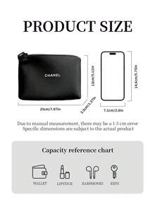 CHANEL Large Capacity Foldable Black Canvas Cosmetic Bag, Classic Quilted Design, Unisex Waterproof Toiletry Bag, Luxury Travel Essential Gift Set - Black - View 4