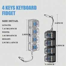 Keyboard Fidget Toy Various Colors, Keyboard Fidget Keychain Softly Keyboard Decompression Button Finger Clicker Toys, Keychain Button Stress Relief Fidget Gifts To Relief Stress - Trong suốt + Xanh lam - Xem 5