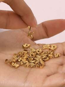 1 chiếc mặt dây chuyền chữ bong bóng trơn bằng thép không gỉ mạ vàng thời trang, phụ kiện trang trí tiệc và phụ kiện du lịch hàng ngày. - Vàng - Xem 5